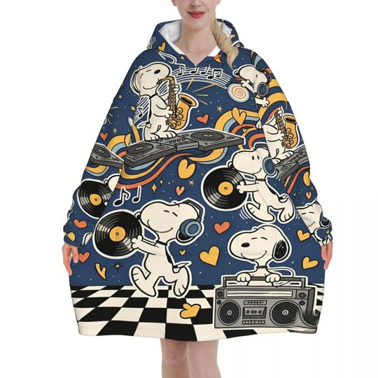Discover Snoopys Cute Dogs Woodstock Blanket Hoodie Oversized Wearable Blanket Warm Gifts for Women Girls Girlfriend
