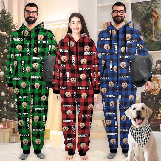 Discover Personalized Dog Face Hooded Pajamas: Custom Photo Flannel One-Piece
