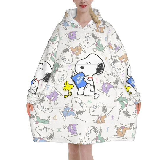 Discover Snoopys Cute Dogs Woodstock Blanket Hoodie Wearable Blanket Large with Pocket Warm Sleeping Bag Soft Cozy Onesie