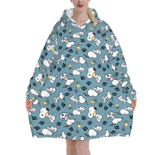 Discover Oversized Snoopys Cute Dogs Woodstock Wearable Blanket Gifts for Women Men Ultrasoft Plush Warm Sweatshirt Blankets With Pocket