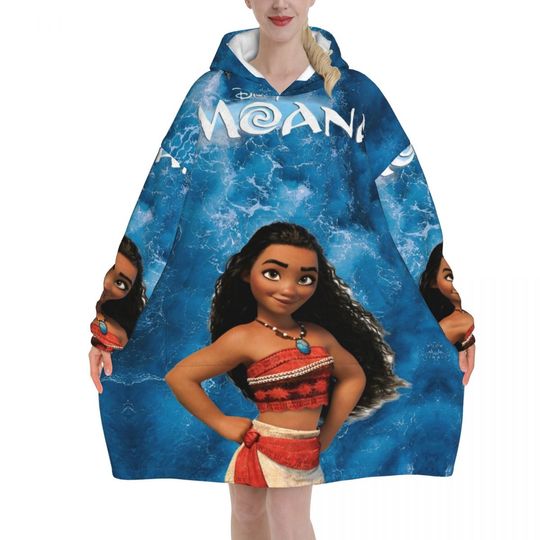 Discover Moana 2 Cartoon Movie 2024 Blanket Hoodie Wearable Blanket Large with Pocket Warm Sleeping Bag Soft Cozy Onesie