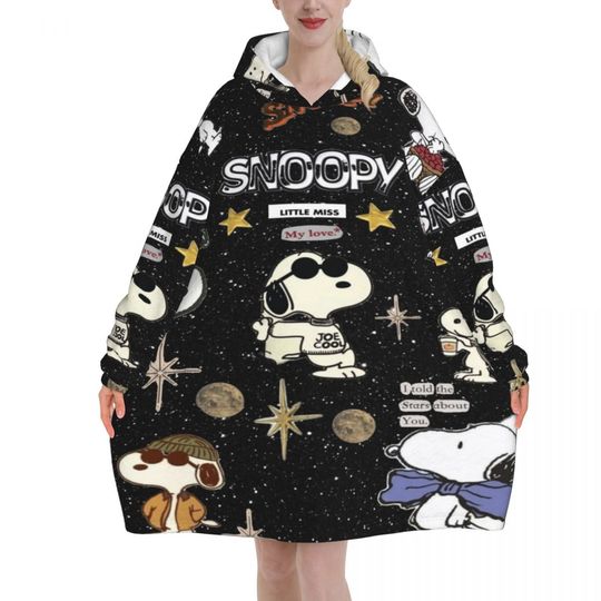 Discover Snoopys Cute Dogs Woodstock Blanket Hoodie Oversized Wearable Sweatshirt Blanket Warm Gifts for Women Girls Girlfriend
