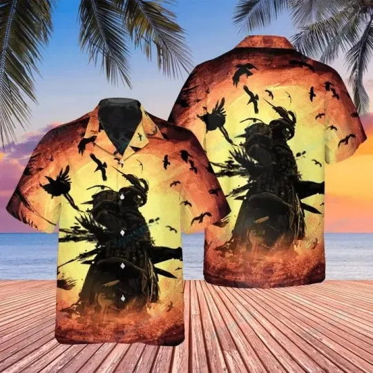 Discover Samurai Ghost Warrior Halloween Trendy Hawaiian Shirt