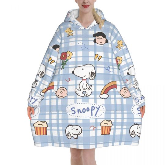 Discover Snoopys Cute Dogs Woodstock Blanket Hoodie Oversized Wearable Sweatshirt Blanket Warm Gifts for Women Girls Girlfriend