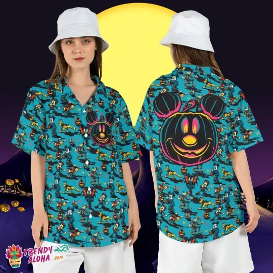 Discover Halloween Mickey Friends Pumpkin Vampire Disneyland Aloha Tee