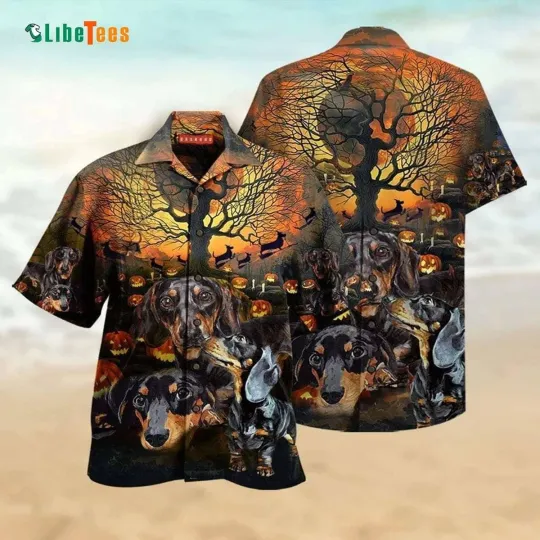 Discover Dachshund Halloween Festivities Hawaiian Dog Shirt