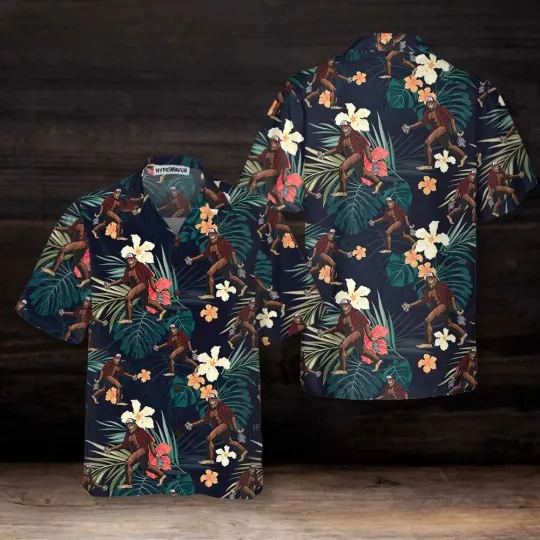 Discover Bigfoot With Tropical Leaves Funny Halloween Hawaiian Shirt Best Halloween Shirt