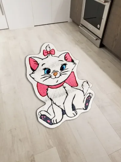 Discover Marie Aristocats Cat Floor Mat Modern Wool Rug for Living Room Accent