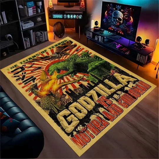 god zilla Rug, Monster Rug, Giant Monster Rug, Comic Rug