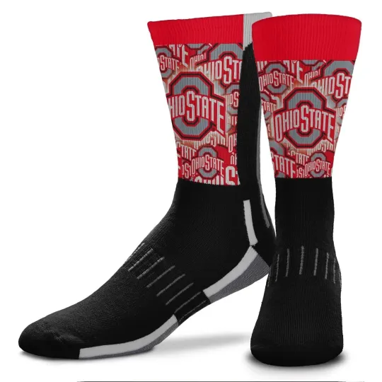 Discover OHIO STATE BUCKEYES MONTAGE ADULT LARGE CREW SOCKS AUTHENTIC NCAA FOOTBALL NEW