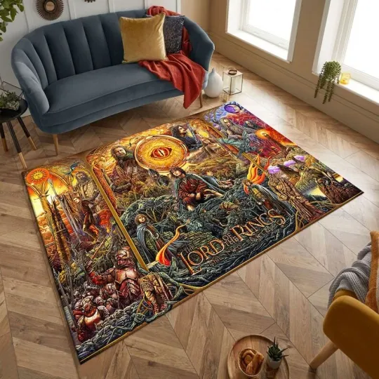 Discover LOTR Rug, Rings Rug, Popular Movie Rug, Movie Decor, Area Rug, Minimalist Rug,Po