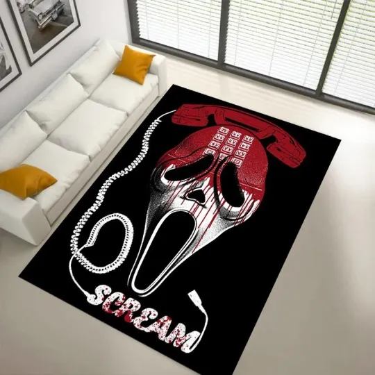 Discover Scream Rug,Ghostface Rug,Scream Poster Rug,Horror Rug,Scream Mask Rug,Halloween