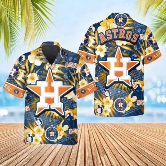 Houston Baseball Starburst Hibiscus Hawaiian Shirt Summer Aloha, Gift for Fan