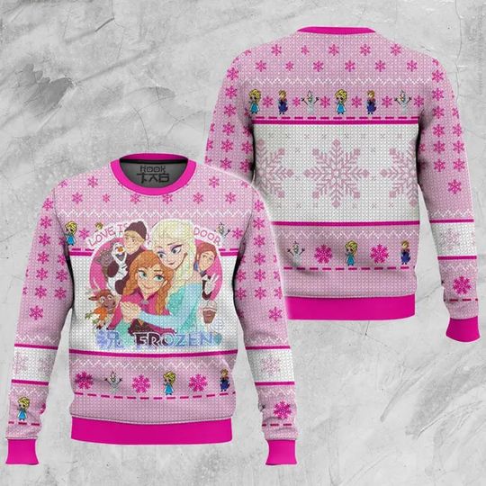 Discover Elsa Frozen Christmas Sweater Disney Princess Elsa Ugly Sweater Unisex 3D Sweater Men's Pullover Children's Sweater Casual Tops