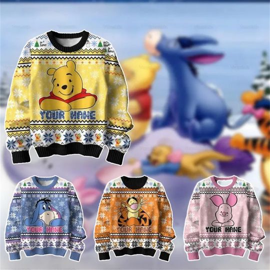 Discover Disney Winnie the Pooh and Friends Ugly Christmas Sweater Boys and Girls 3D Sweater Winter Sweatshirt Christmas Gift 2025