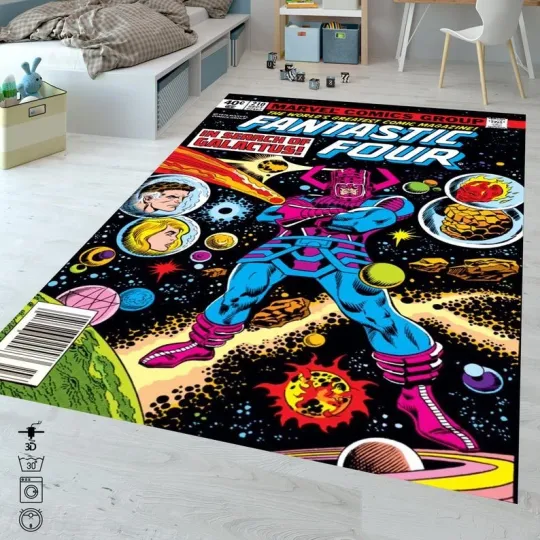 Discover Fantastic Cartoon Rug with Comic Book and Magazine Cover Designs