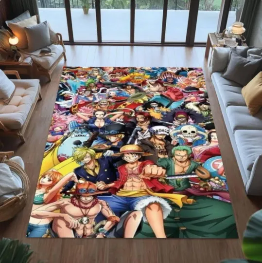 Discover Epic Anime Crew Rug, Vibrant Cartoon Character Floor Mat for Home & Living
