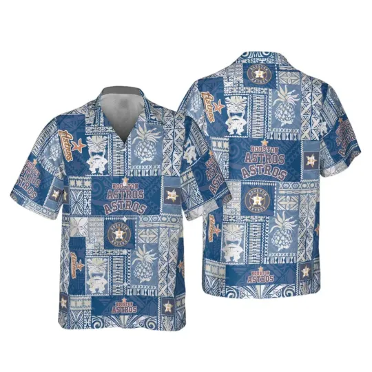 Houston Baseball Patchwork Paradise Summer Aloha Unisex Hawaiian Shirt, Gift for Fan