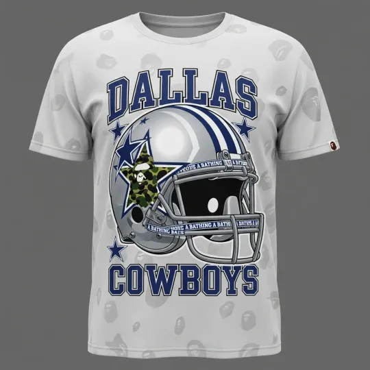 Discover New Collab!! 3D football x Bape Dallas--Team Cowboys T-Shirt, Limited Edition Designs