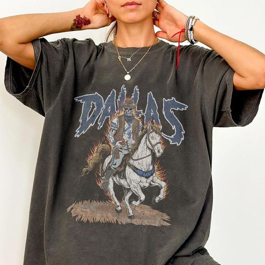 Discover Dallas Football Skull Vintage Shirt, Gift For Fan Football Game Day Unisex Shirt
