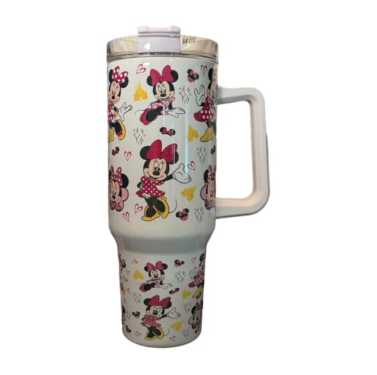 Discover 40oz Stainless Steel Tumbler with Handle - Minnie Mouse Cartoon Design