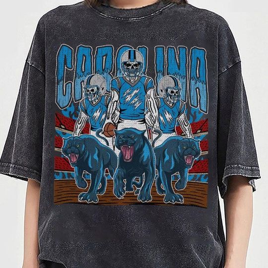 Discover Carolina Football Skull Vintage Shirt, Gift For Fan Football Game Day Unisex Shirt