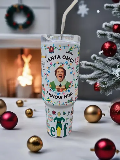 Elf Buddy 40oz Stainless Steel Tumbler with Handle - Christmas
