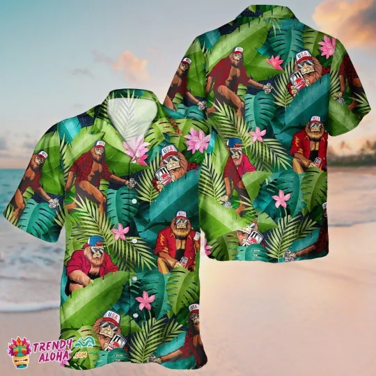 Discover Halloween Bigfoot Unisex 3D Hawaiian Aloha Short Sleeve Shirt_i3k_89