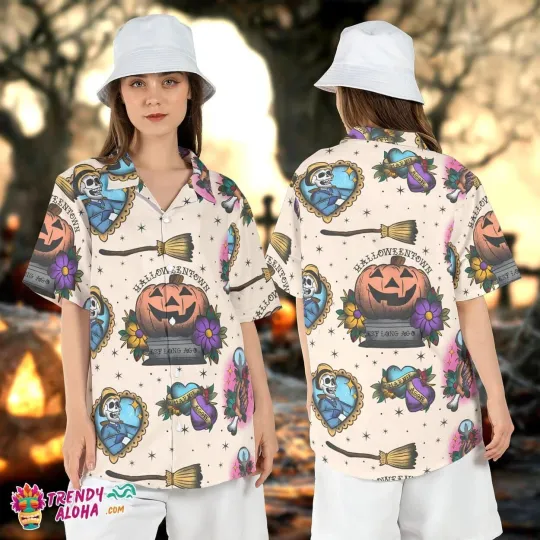 Discover Halloweentown University Halloween Pumpkin Horror Aloha Tee_8bg_7