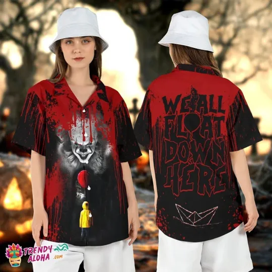 Discover IT Movie Pennywise Clown We All Float Down Here Halloween Shirt_iyj_72