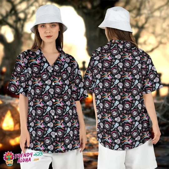 Discover Pixar Coco Miguel Sugar Skull Halloween Dante Alebrije Aloha Tee_9g5_70