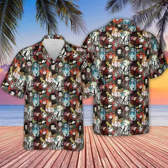 Discover Cartoons Halloween Hawaiian Button Down Hawaiian Shirt Unisex Adults S-5XL