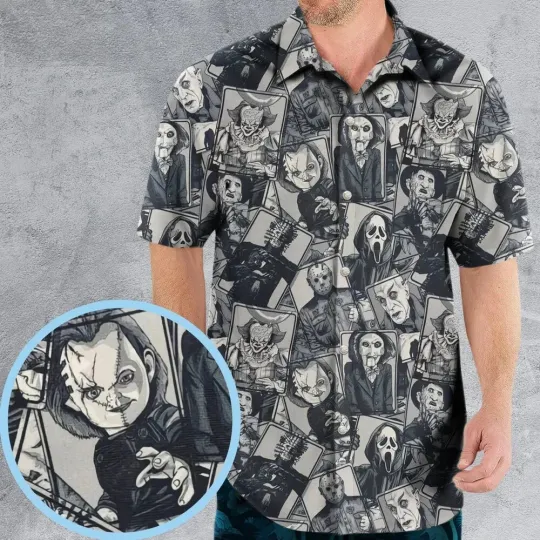 Discover Halloween Horror Villains Hawaiian Shirt, Button Down Shirt, Unisex Adults,S-5XL