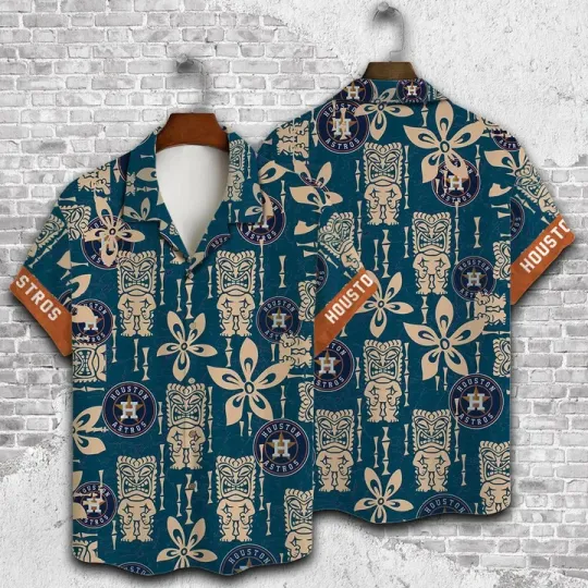 Discover Houston Baseball Tiki Vibes Summer Aloha Unisex Hawaiian Shirt, Gift for Fan