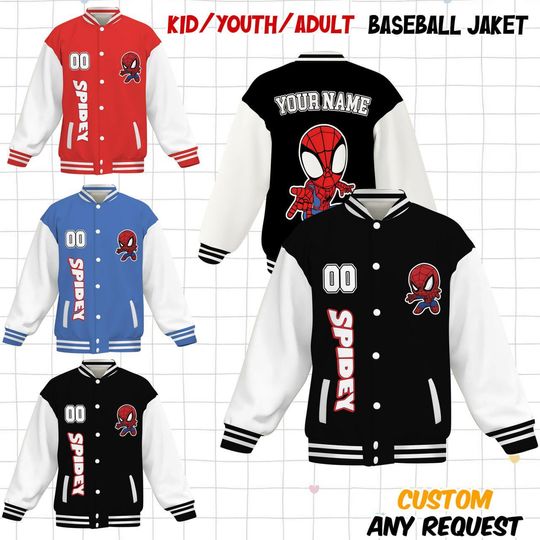 Discover Custom Disney Spidey Choose Style Collection Varsity Jacket, Adult Varsity Jacket, Disney Jacket, Baseball Team Outfit, Disney Varsity