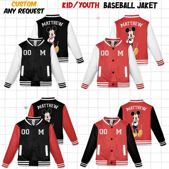 Custom Disney Mickey Mouse Varsity Jacket, Adult Varsity Jacket, Disney Jacket, Baseball Team Outfit, Disney Uniform Varsity