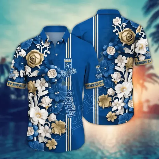 Kansas City Baseball Royal Floral Hawaiian Shirt Summer Aloha, Gift for Fan