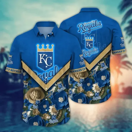 Discover Kansas City Baseball Blue & Gold Royal Hawaiian Shirt Summer Aloha , Gift for Fan