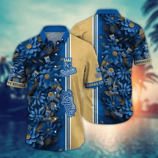 Discover Kansas City Baseball Tropical Floral Fusion Hawaiian Shirt Summer Aloha, Gift for Fan