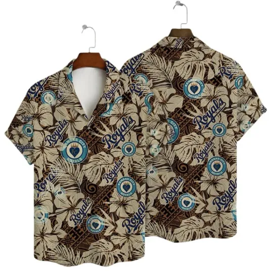 Discover Kansas City Baseball Tropical Hearts Hawaiian Shirt Summer Aloha, Gift for Fan