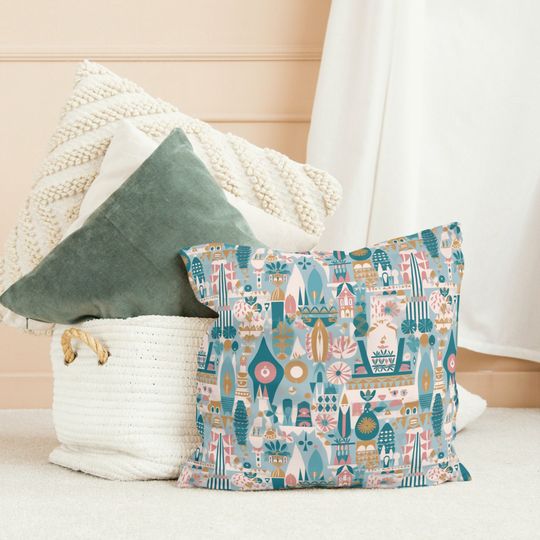 Discover Small World Pillow Cover, Disney Throw Pillow, Disney World Home Decor, Disneyworld Decorations, Nursery Pillow, Disneyland Couch Pillow