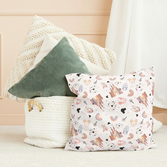 Discover Disney Mickey Pillow Cover, Disney Home Decor, Nursery Decoration, 14x14 Throw Pillow, 16x16 Accent Pillow, 18x18 Couch Pillow, 20x20 Pillow