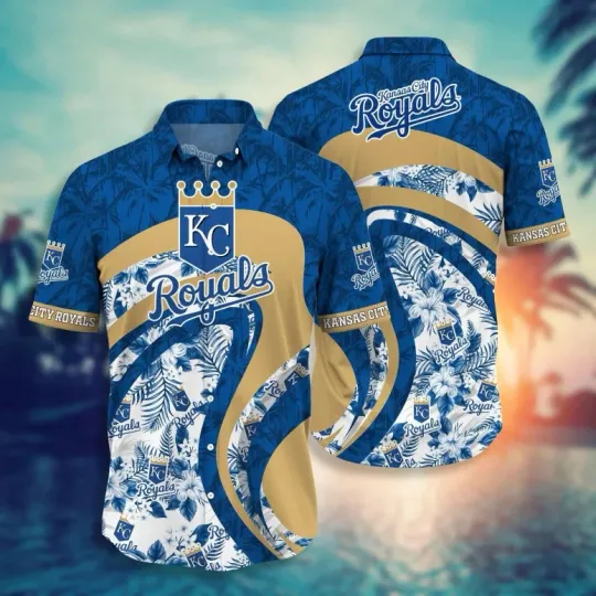 Discover Kansas City Baseball Palm Wave Hawaiian Shirt Summer Aloha, Gift for Fan