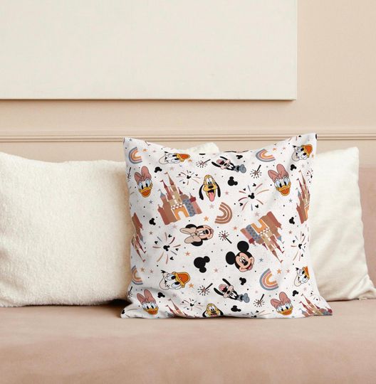 Discover Disney Mickey Pillow Cover, Disney Home Decor, Nursery Decoration, 14x14 Throw Pillow, 16x16 Accent Pillow, 18x18 Couch Pillow, 20x20 Pillow