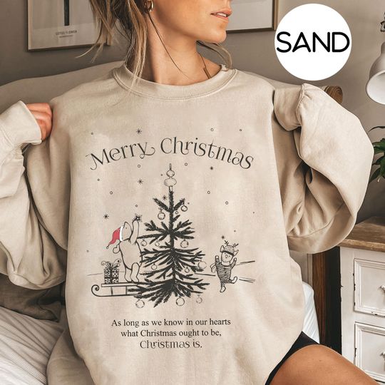 Discover Vintage Winnie The Pooh Christmas Sweatshirt Merry Christmas Tree Sweatshirt Disneyland Christmas Sweatshirt Disneyworld Xmas Pooh Shirt