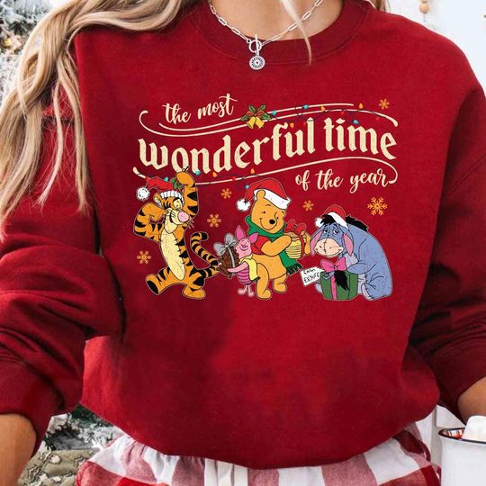 Discover Disney The Most Wonderful Time Of The Year Shirt, Winnie The Pooh Christmas Shirt, Pooh And Friends Christmas Shirt