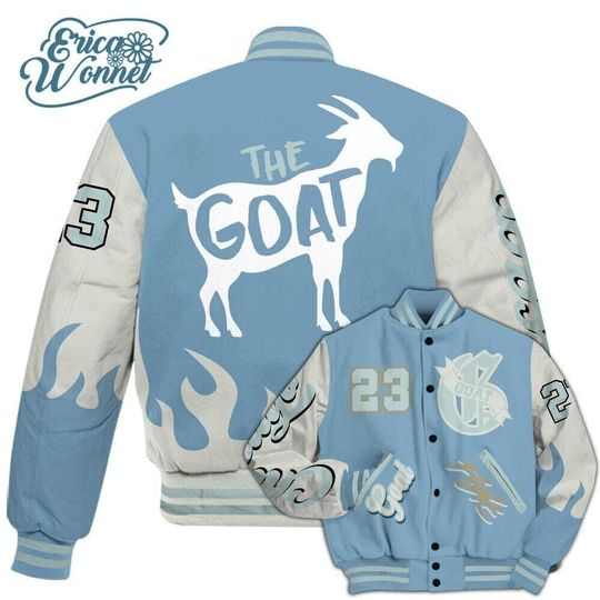Discover Varsity Jacket to Match Blue 2025 4s All Over Print Streetwear