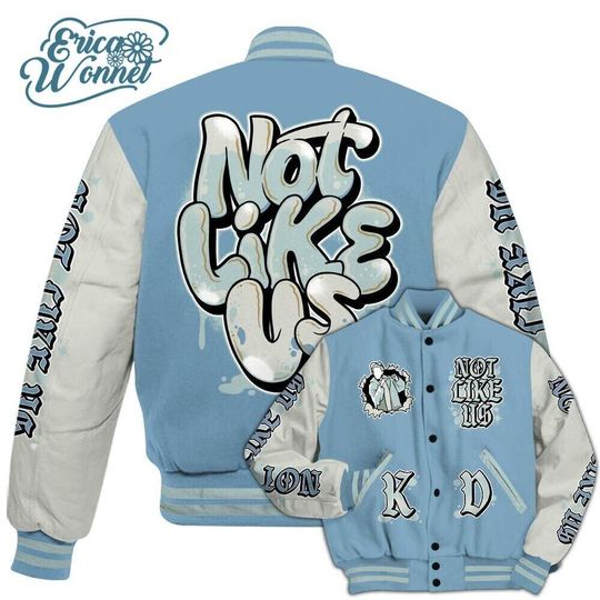 Discover Varsity Jacket To Match Blue 2025 4s - None Like Us All Over Print Varsity Jacket