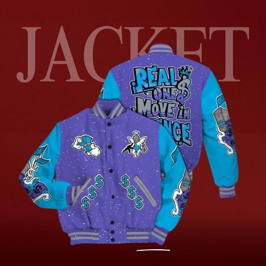 Discover AJ 8 Retro Aua 8s Varsity Jacket - Ones Move In Silence All Over Print