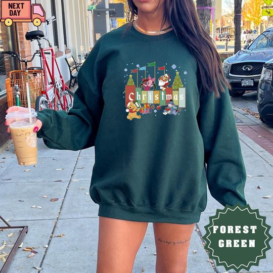 Discover Winnie the Pooh Christmas Sweatshirt, Disney Friends Holiday Sweatshirt, Tigger Piglet Eeyore Xmas Family Matching Outfit, Christmas Sweatshirt